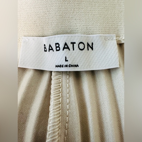 Aritzia Babaton “Skilled” Cream Wide-Leg Pleated Pants Size Large - Picture 8 of 12